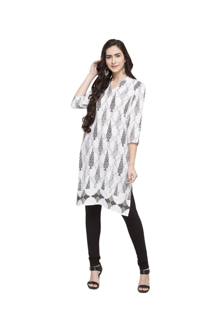 Globus White Printed Cotton Kurta Globus White Printed Cotton Kurta