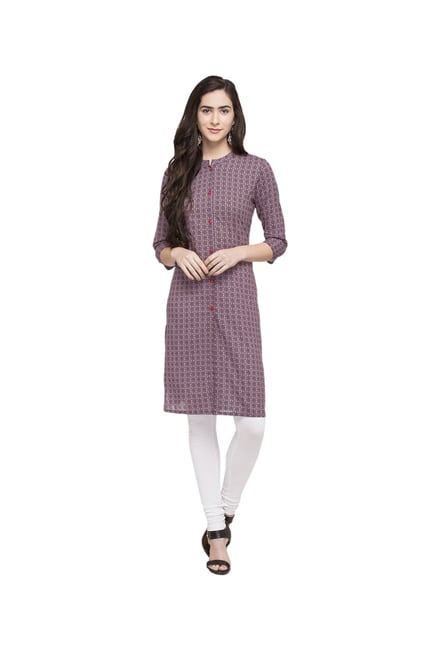 Globus Wine Printed Cotton Kurta Globus Wine Printed Cotton Kurta