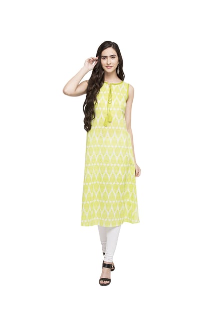 Globus Lime Printed Cotton Kurta Globus Lime Printed Cotton Kurta