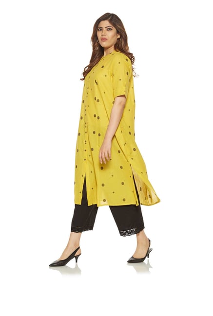 Diza curve by Westside Yellow Dotted Kurta Diza curve by Westside Yellow Dotted Kurta