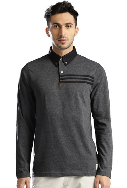 Hubberholme Charcoal Solid Full Sleeves T-Shirt Hubberholme Charcoal Solid Full Sleeves T-Shirt