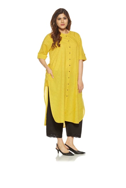 Diza curve by Westside Yellow Striped Kurta Diza curve by Westside Yellow Striped Kurta