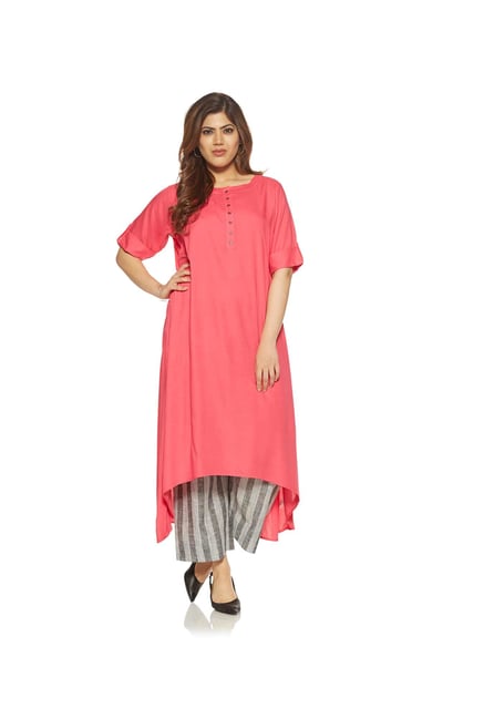 Diza curve by Westside Pink High-Low Kurta Diza curve by Westside Pink High-Low Kurta