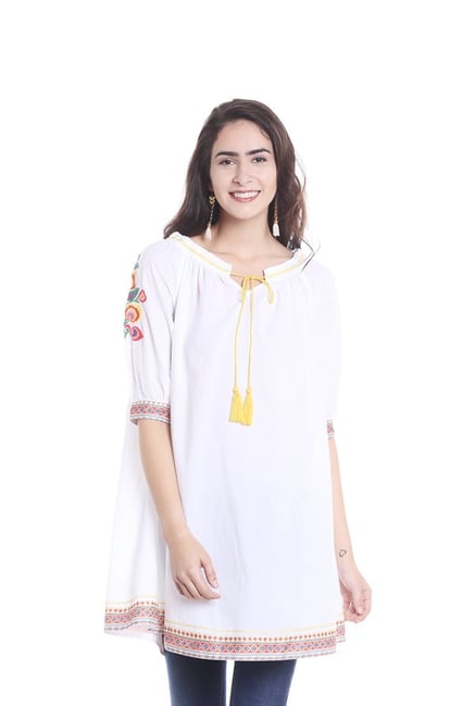 Fusion Beats White Cotton Kurti Fusion Beats White Cotton Kurti