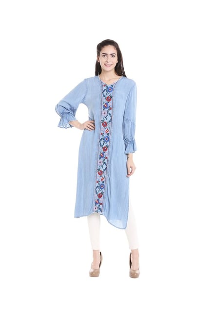 Fusion Beats Blue Printed Kurta Fusion Beats Blue Printed Kurta