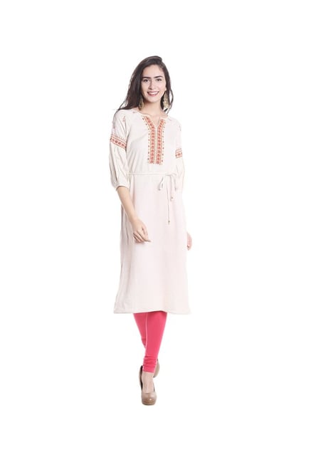 Fusion Beats Off White Printed Kurta Fusion Beats Off White Printed Kurta