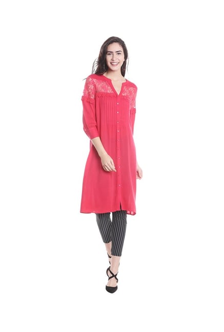 Fusion Beats Pink Regular Fit Kurta Fusion Beats Pink Regular Fit Kurta
