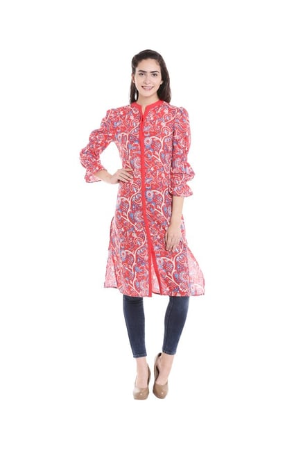 Fusion Beats Red Printed Kurta Fusion Beats Red Printed Kurta