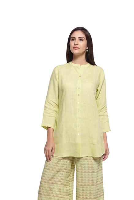 Zuba by Westside Lime Pure Linen Kurti Zuba by Westside Lime Pure Linen Kurti