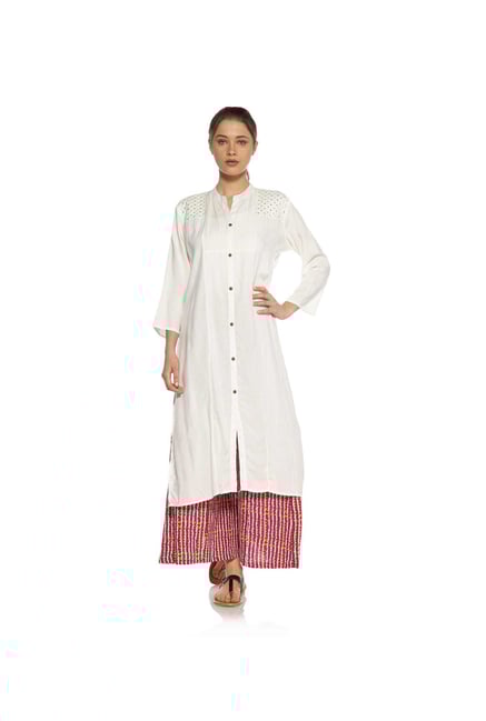 Zudio White Mirror-Work Kurta Zudio White Mirror-Work Kurta