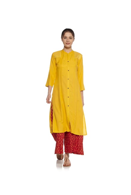 Zudio Mustard Mirror-Work Kurta Zudio Mustard Mirror-Work Kurta
