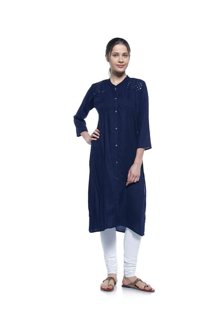 Zudio Navy Mirror-Work Kurta Zudio Navy Mirror-Work Kurta