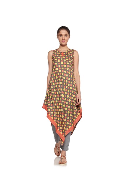 Zudio Grey Dotted Slim Fit Kurta Zudio Grey Dotted Slim Fit Kurta