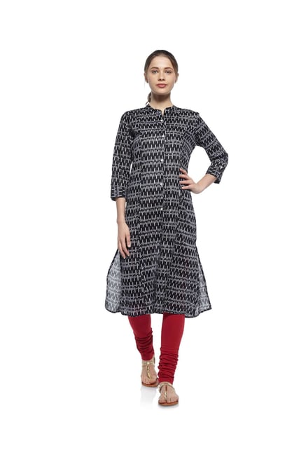 Zudio Black Ethnic Print Kurta Zudio Black Ethnic Print Kurta