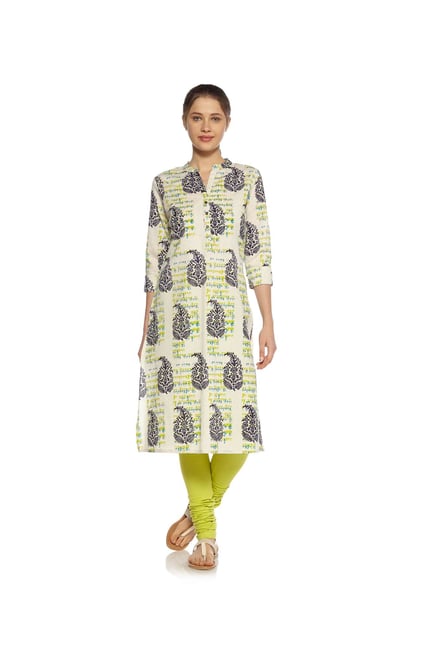 Zudio Off White Block Print Kurta Zudio Off White Block Print Kurta