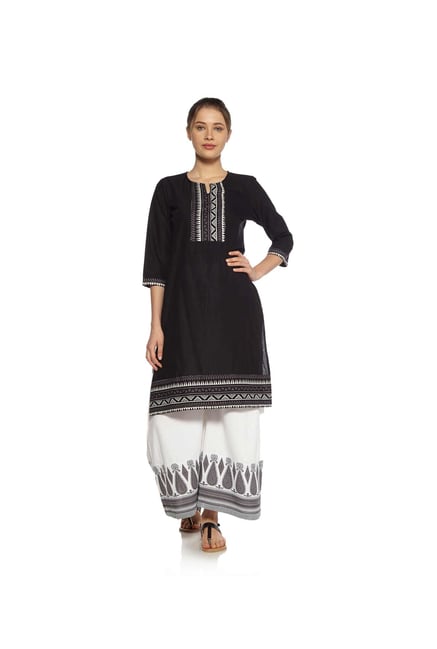 Zudio Black Geometric Print Kurta Zudio Black Geometric Print Kurta
