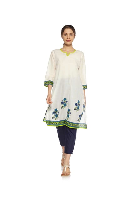 Zudio White Flowered Kurta Zudio White Flowered Kurta