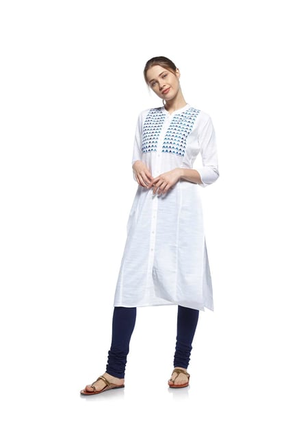 Zudio White Embroidered Kurta Zudio White Embroidered Kurta