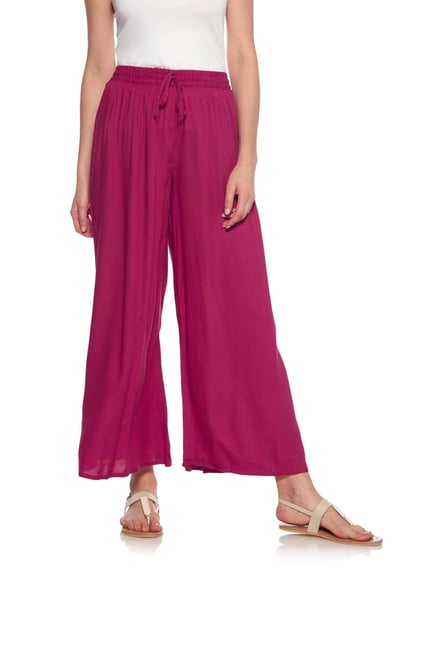 Zudio Magenta Slim Fit Palazzos Zudio Magenta Slim Fit Palazzos