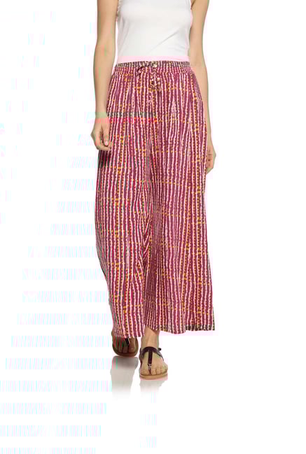 Zudio Pink Slim Fit Printed Palazzos Zudio Pink Slim Fit Printed Palazzos