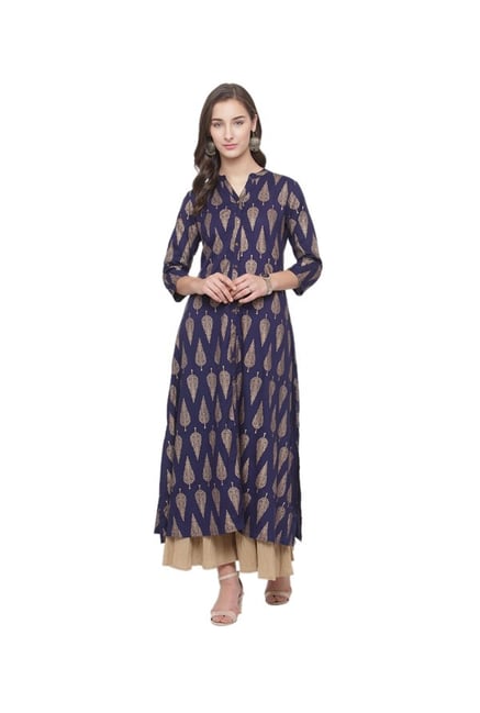 Varanga Navy Printed Kurta Varanga Navy Printed Kurta