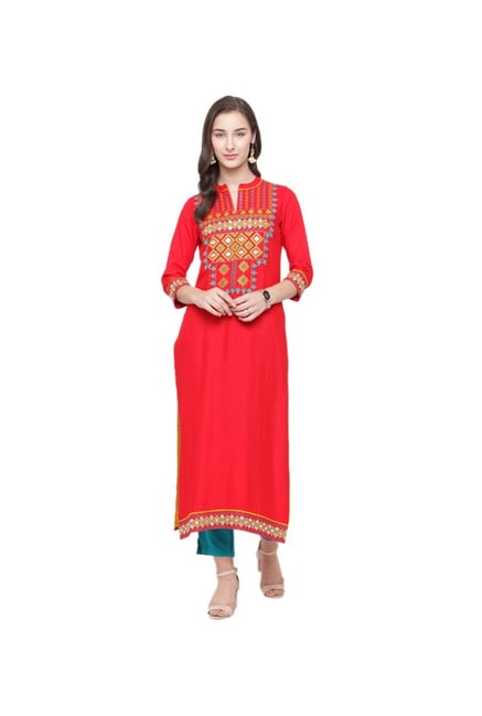 Varanga Red Embroidered Kurta Varanga Red Embroidered Kurta