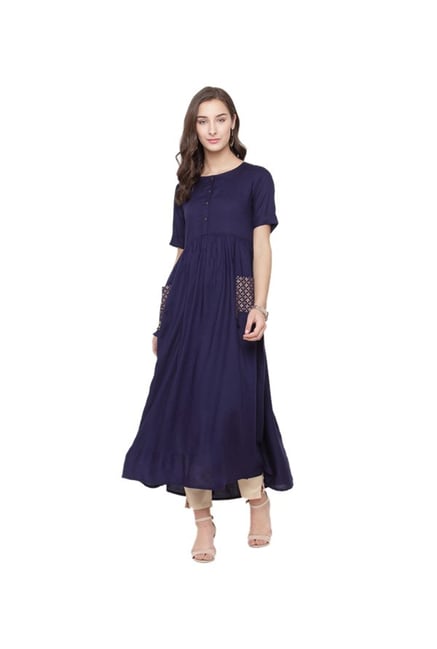Varanga Navy Regular Fit Kurta Varanga Navy Regular Fit Kurta