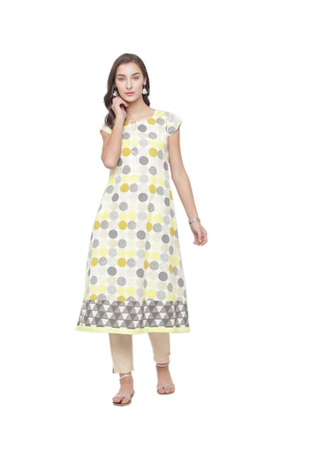 Varanga Off White Printed Cotton Kurta Varanga Off White Printed Cotton Kurta