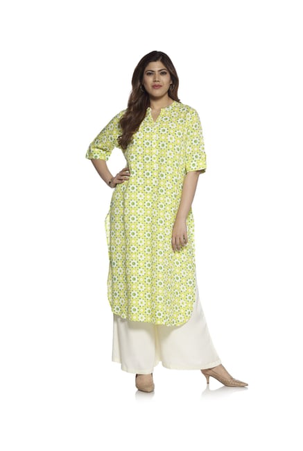 Diza curve by Westside Lime Floral Print Kurta Diza curve by Westside Lime Floral Print Kurta