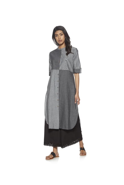 Utsa by Westside Grey Striped Kurta Utsa by Westside Grey Striped Kurta