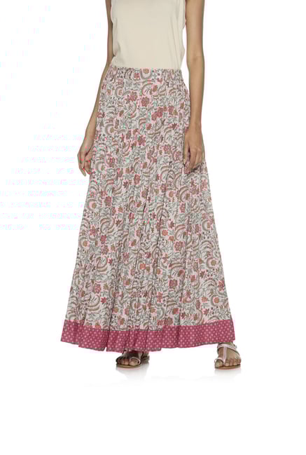 Utsa by Westside Pink Floral Print Skirt Utsa by Westside Pink Floral Print Skirt
