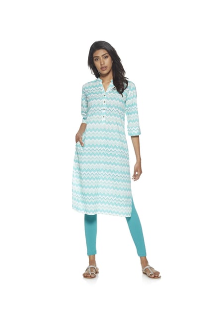 Utsa by Westside Turquoise Chevron Print Kurta Utsa by Westside Turquoise Chevron Print Kurta
