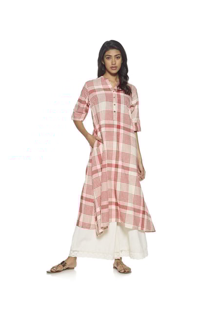 Utsa by Westside Red Checked Kurta Utsa by Westside Red Checked Kurta