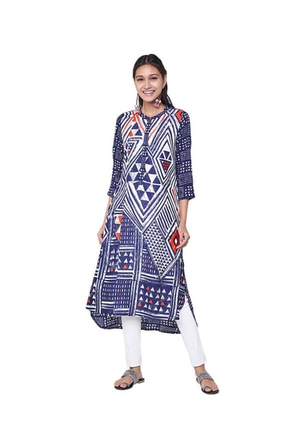 Global Desi Indigo Printed Kurta Global Desi Indigo Printed Kurta