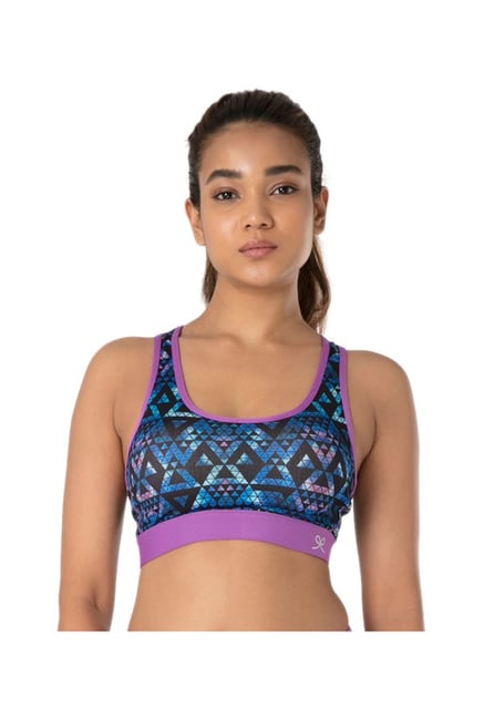 PrettySecrets Black Print Cross Back Sports Bra PrettySecrets Black Print Cross Back Sports Bra