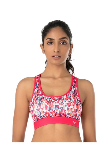 PrettySecrets Pink Print Cross Back Sports Bra PrettySecrets Pink Print Cross Back Sports Bra