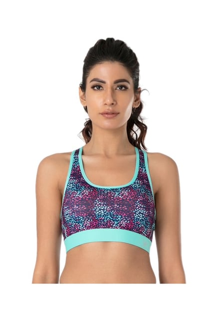 PrettySecrets Navy Print Cross Back Sports Bra PrettySecrets Navy Print Cross Back Sports Bra