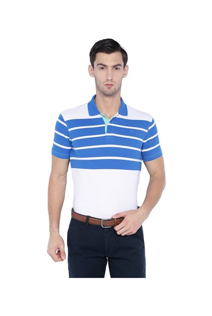Solly By Allen Solly White & Blue Regular Fit Polo T-Shirt Solly By Allen Solly White & Blue Regular Fit Polo T-Shirt