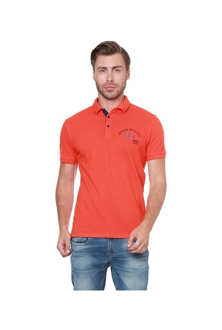 Peter England Orange Slim Fit Polo T-Shirt Peter England Orange Slim Fit Polo T-Shirt