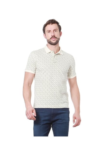Peter England Cream Slim Fit Polo T-Shirt Peter England Cream Slim Fit Polo T-Shirt