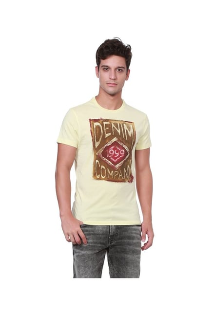 Peter England Yellow Slim Fit T-Shirt Peter England Yellow Slim Fit T-Shirt