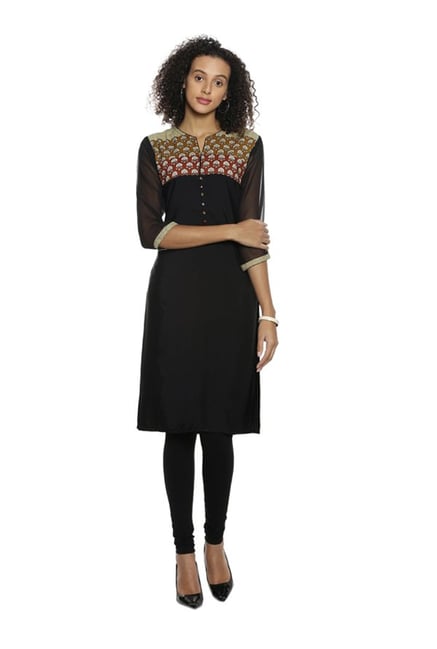 Soch Black Printed Crepe Kurta Soch Black Printed Crepe Kurta