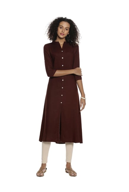 Soch Brown Regular Fit Rayon Kurta Soch Brown Regular Fit Rayon Kurta
