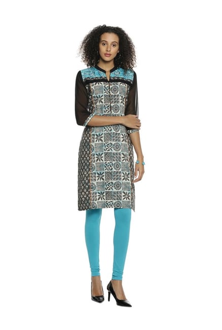 Soch Brown & Blue Printed Cotton Kurta Soch Brown & Blue Printed Cotton Kurta