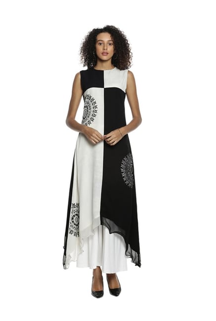 Soch Black & White Printed Georgette Kurta Soch Black & White Printed Georgette Kurta