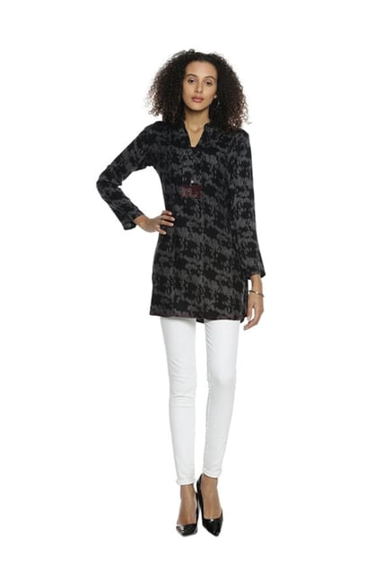 Soch Black Printed Rayon Tunic Soch Black Printed Rayon Tunic