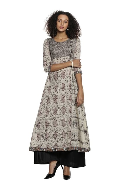 Soch Beige Printed Rayon Kurta Soch Beige Printed Rayon Kurta