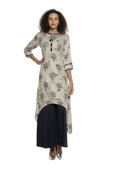 Soch Beige Printed Rayon Kurta Soch Beige Printed Rayon Kurta