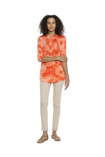 Soch Orange Printed Rayon Tunic Soch Orange Printed Rayon Tunic
