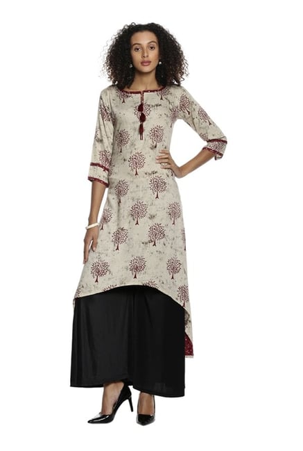 Soch Beige Printed Rayon Kurta Soch Beige Printed Rayon Kurta